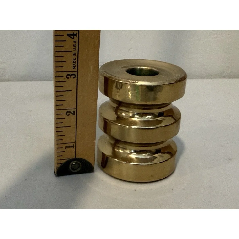 Vintage Gold Tone‎ Heavy Brass Valsan Small Candlestick Holder Portugal 3